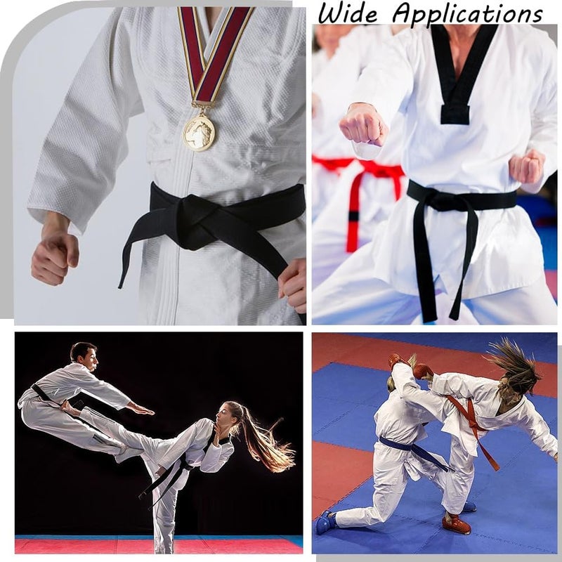 CREATCABIN Black Jiu Jitsu Belt Polyester Martial Arts Belt Judo Jiu-Jitsu TKD Aikido Uniform Ranking Belt Long Soft Universal Fit Belts Taekwondo for Men Women Sports Training Equipment 9.2ft - Image 5